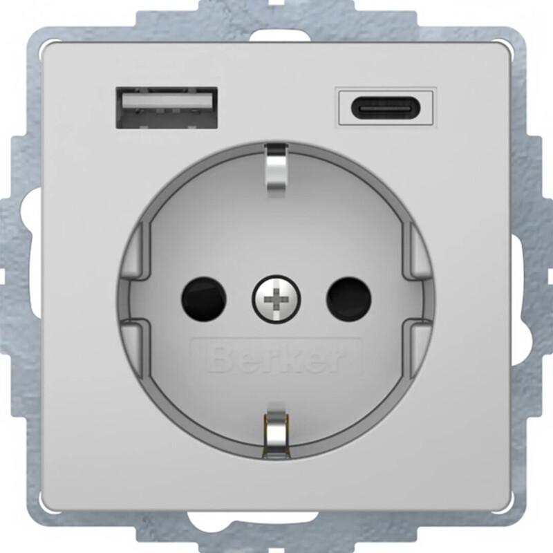 hager Socket outlet q.1/q.3 1s/16a/ip20 usb a+c ukj alu