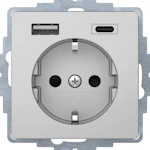 PISTORASIA Q.1/Q.3 1S/16A/IP20 USB A+C UKJ ALU