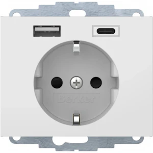 hager Socket outlet k.1 1s/16a/ip20 usb a+c ukj white