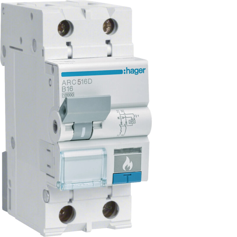 hager Arc fault detection device arc513d 1p+n b-13a 10ka 2m