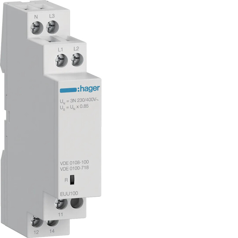 hager Voltage monitoring relay euu100 underv. 1/3p,n 1co 1m