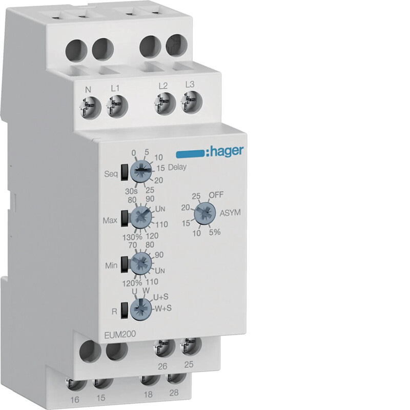 hager Voltage monitoring relay eum200 uv/w/phase 2co 2m