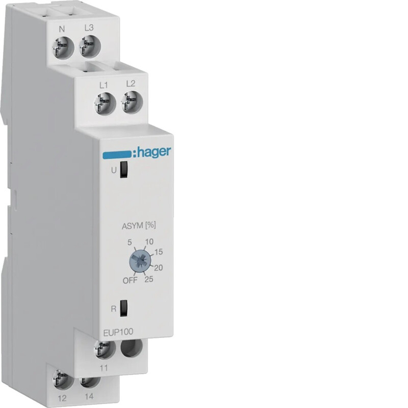 hager Voltage monitoring relay eup100 asym. 1co 1m