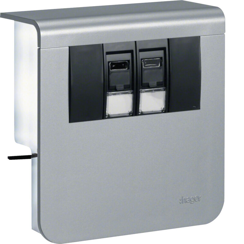 hager Datauttagdosa sl20080 2xrj45 cat6 alu