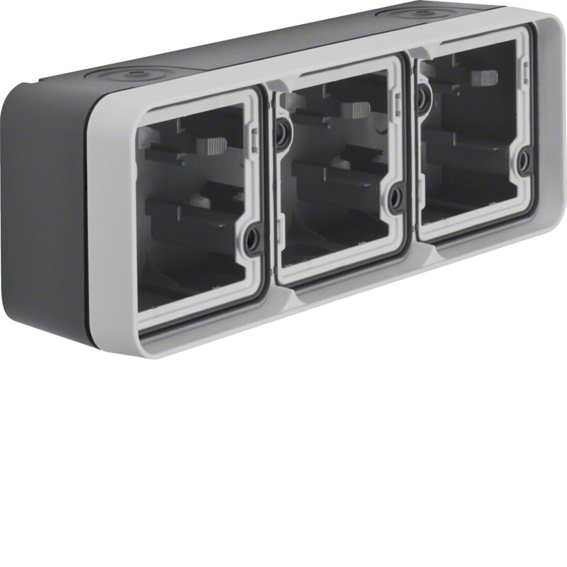 SUFACE MOUNTING BOX 3-F. W.1-DEV. HORIZ GRAY