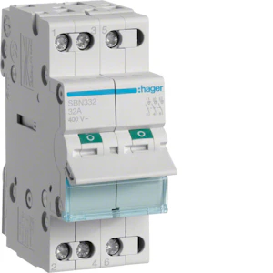 hager Load break switch lever sbn332 0-1 3p 32a 400vac din
