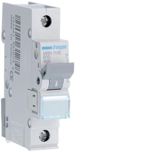 hager Mcb mbn110e 1x10a b-curve 6ka