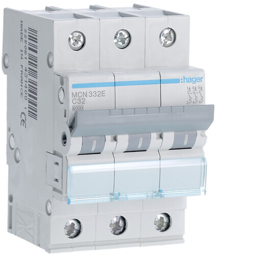 hager Automatsäkring mcn332e 3x32a c-karakt. 6ka