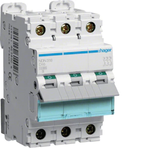 hager Automatsäkring ndn316 3x16a d-kurv 10ka