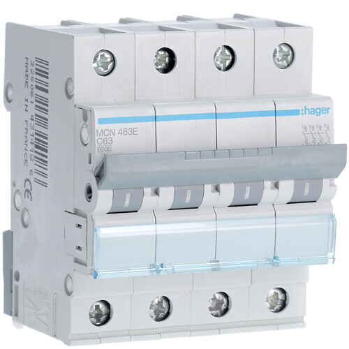 hager Automatsäkring mcn463e 4x63a c-kurv 6ka