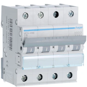hager Automatsäkring mcn416e 4x16a c-kurv 6ka