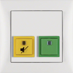 hager Cancellation/presence button sign. yellow/green uk white
