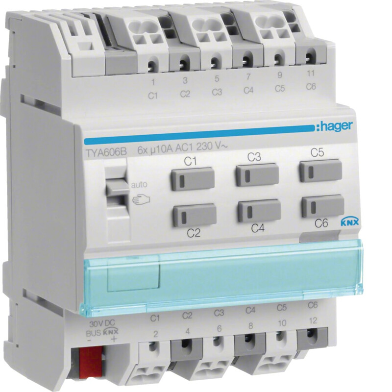 hager Utgångsenhet knx tya606b 6x10a rlv din