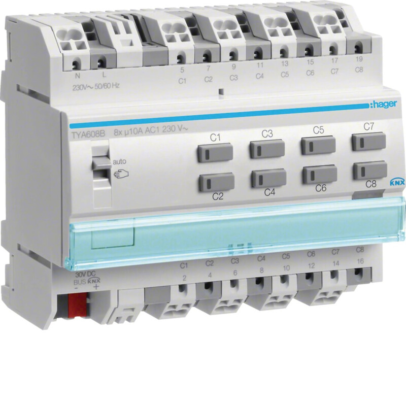 hager Utgångsenhet knx tya608b 8x10a rlv hst din
