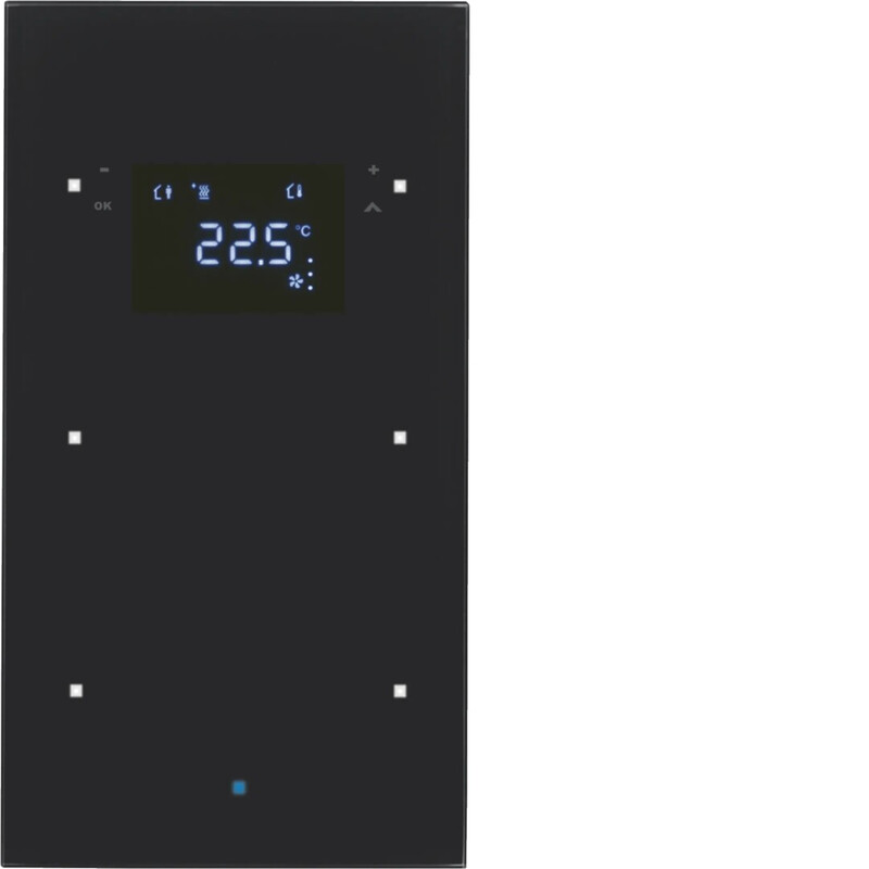 PUSH-BUTTON KNX 2F THER. GLASS BLACK