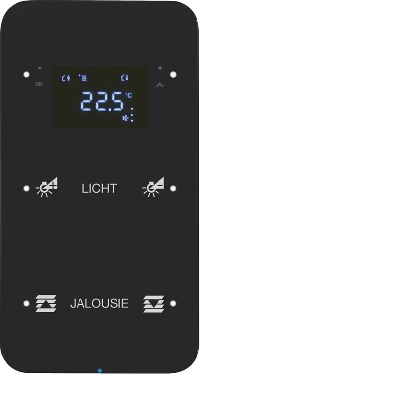 PUSH-BUTTON KNX 2F THERM+LED OP. GLASS BLACK