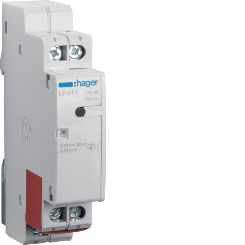 hager Sysäysrele hager ep411 1s 16a 8-24v ac/dc