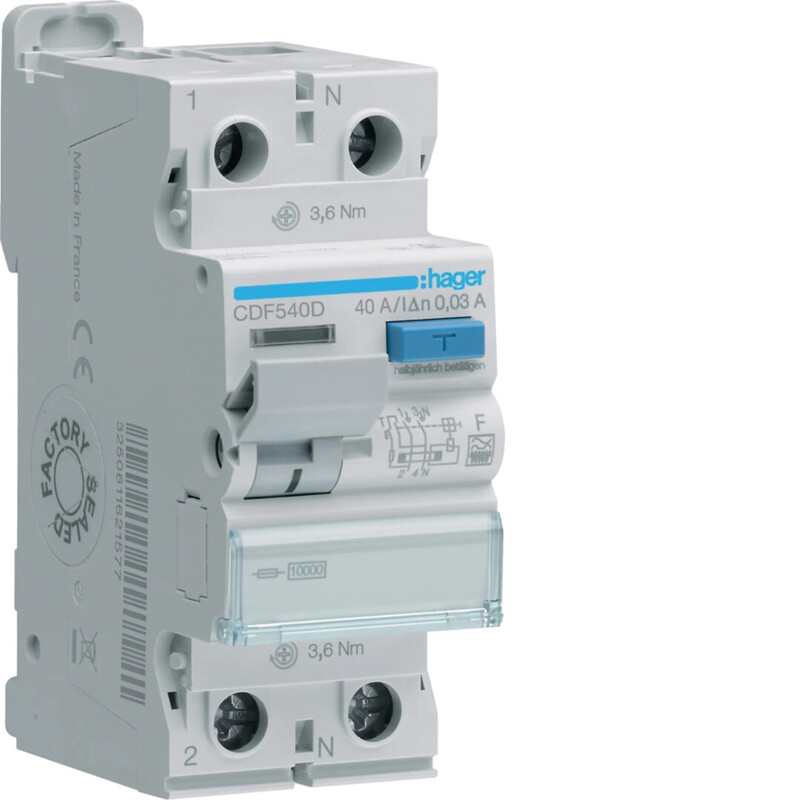 hager Vikavirtasuojakytkin cdf540d 30ma f/2x40a 10ka