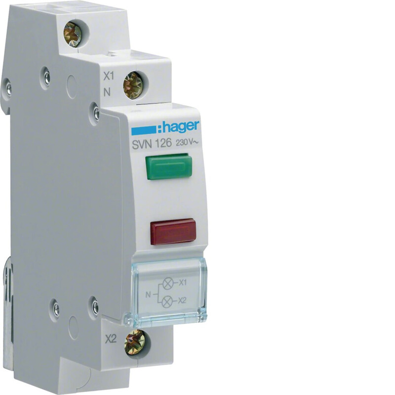 hager Merkkivalokaluste led hager svn126 punainen/vihreä 230vac