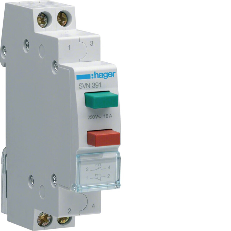 hager Painikekaluste din hager svn391 2-pain 1s+1a 230vac
