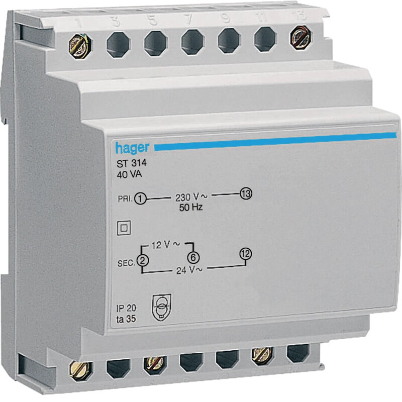 SKYDDTRANSFORMATOR ST314 40VA 230V/12/24VAC