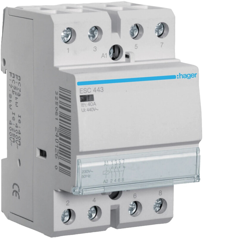 hager Kontaktori hager esc443 3s+1a 40a k.230v
