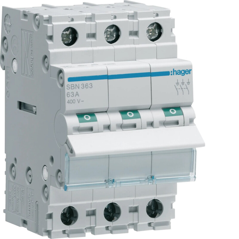 LASTBRYTARE MED VIPPA SBN363 0-1 3P 63A 400VAC DIN