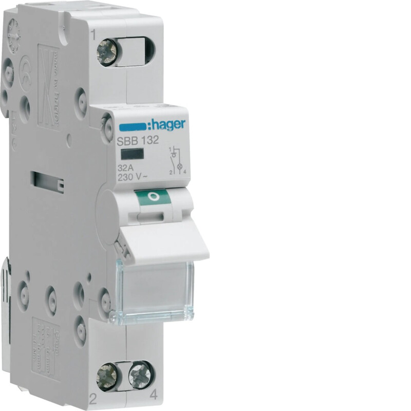 hager Lastbrytare med vippa sbb132 0-1 1p 32a 230vac led