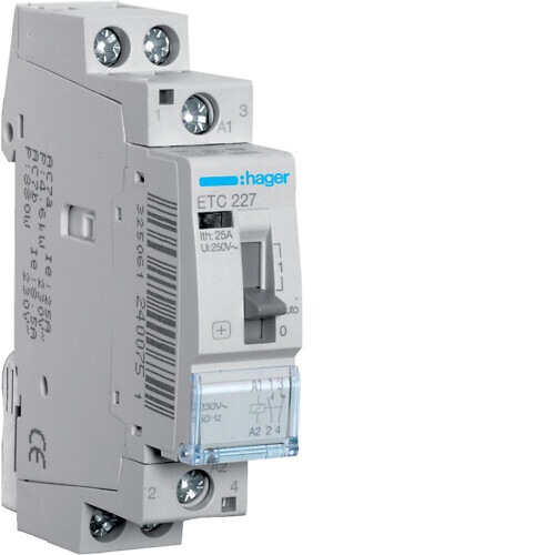 hager Contactor etc227 1no+1nc 25a c.230vac tf