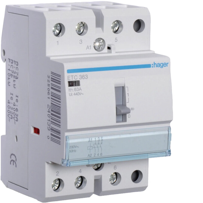 hager Contactor etc363 3no 63a c.230vac tf