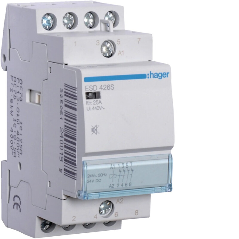 hager Kontaktori hager esd426s 4a 25a k.24vac hur