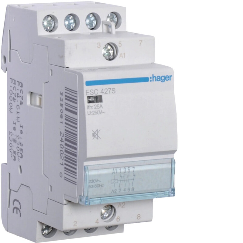 hager Contactor esc427s 2no+2nc 25a c.230vac
