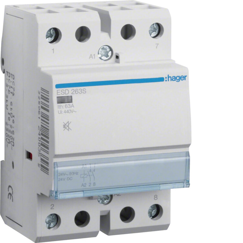 hager Kontaktori hager esd263s 2s 63a k.24v ac/dc hur