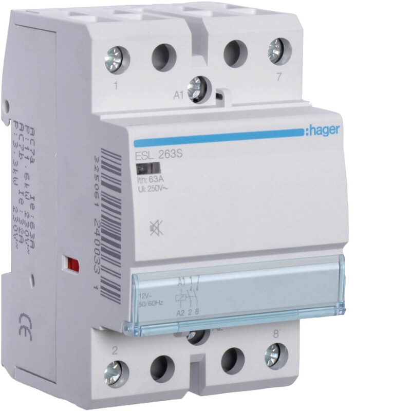 hager Kontaktori hager esl263s 2s 63a k.12v ac/dc hur