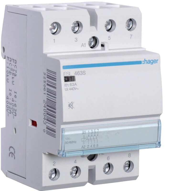 hager Kontaktori hager esl463s 4s 63a k.12v ac/dc hur