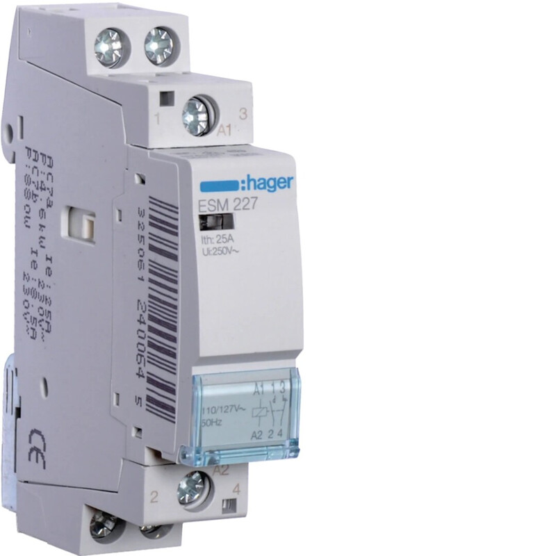 hager Contactor esm227 1no+1nc 25a c.110/127v