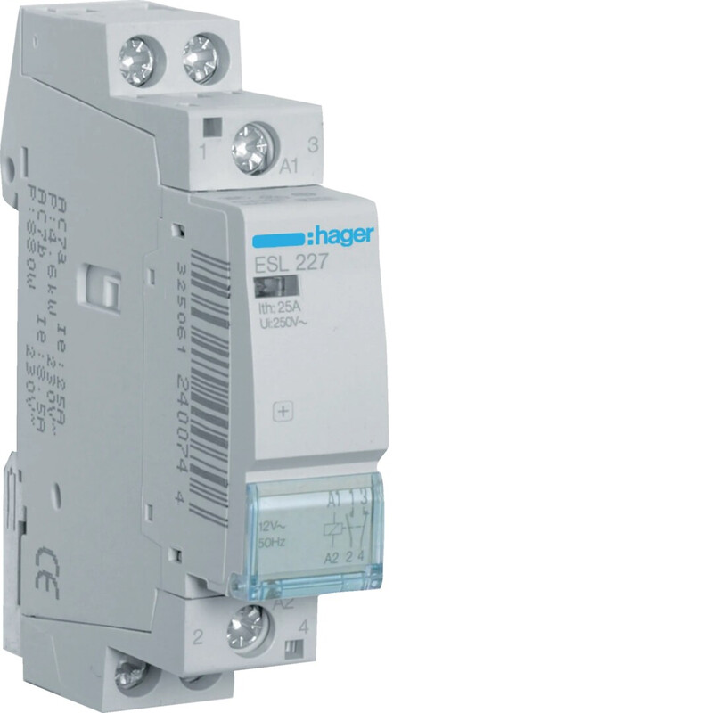 hager Kontaktor esl227 1s+1ö 25a s.12vac