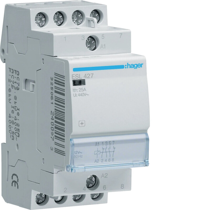 hager Contactor esl427 2no+2nc 25a c.12vac