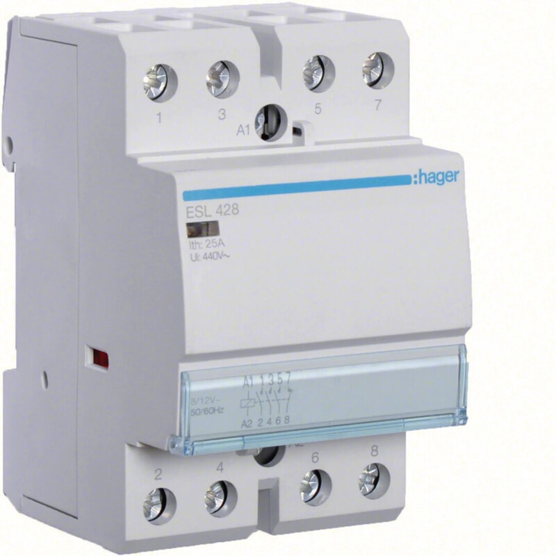 hager Kontaktor esl428 3s+1ö 25a s.12vac