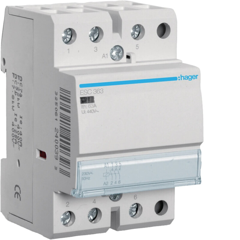 KONTAKTORI HAGER ESC363 3S 63A K.230VAC