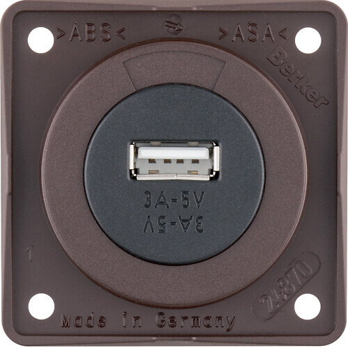hager Usb-ladduttag integro flow 1usb/3a/12vdc ur brun
