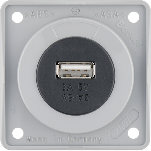 hager Usb socket outlet integro flow 1usb/3a/12vdc ur gray