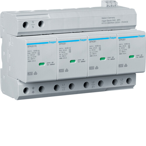 YLIJÄNNITESUOJA KIINTEISTÖ SPA801 4N T1+T2 1.5KV 100KA HL