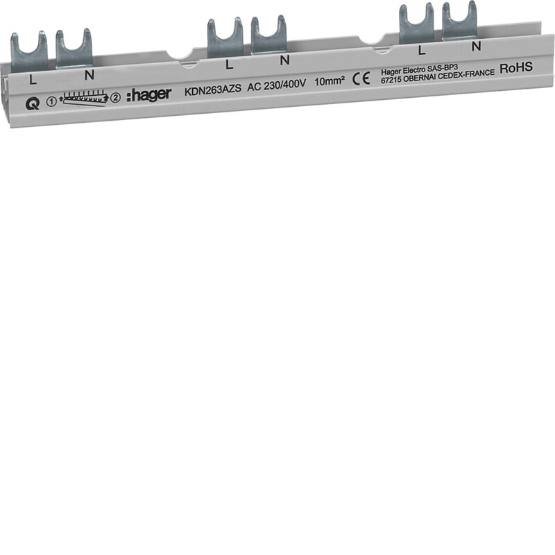 hager Skena kdn263azs 2p+h 10mm2 arfxx 10m