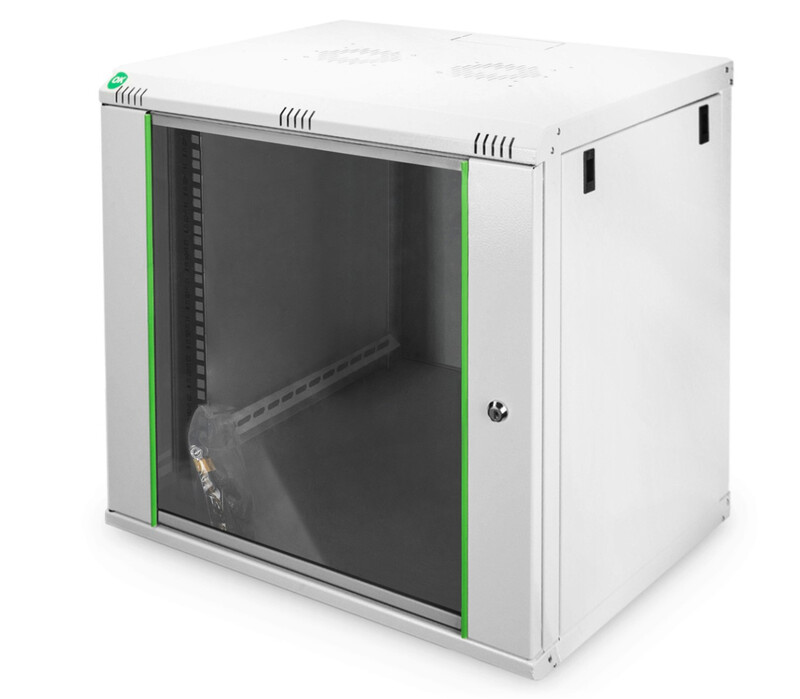 WALL CABINET 12U 600MM GLASSDOOR
