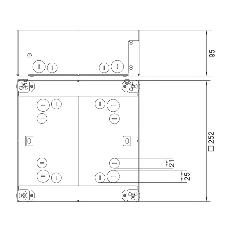 hager Floor box electraplan.ve-ee udkq12 pa 243x243x95 gray