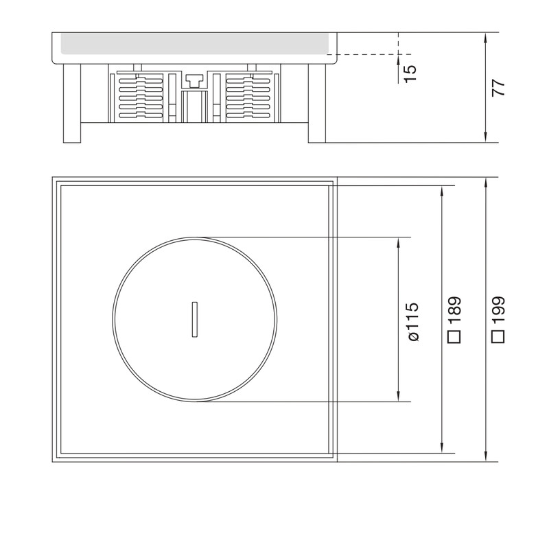 hager Floor box electraplan.ve-ee ekq060 rst 200x200 tm 15mm