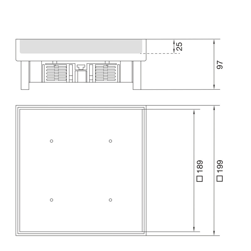 hager Floor box electraplan.ve-ee q06 rst 200x200 bl 25mm 20kn