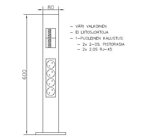 pajap Uttagsstav pajap prp-m440w 1-avdel mini vit
