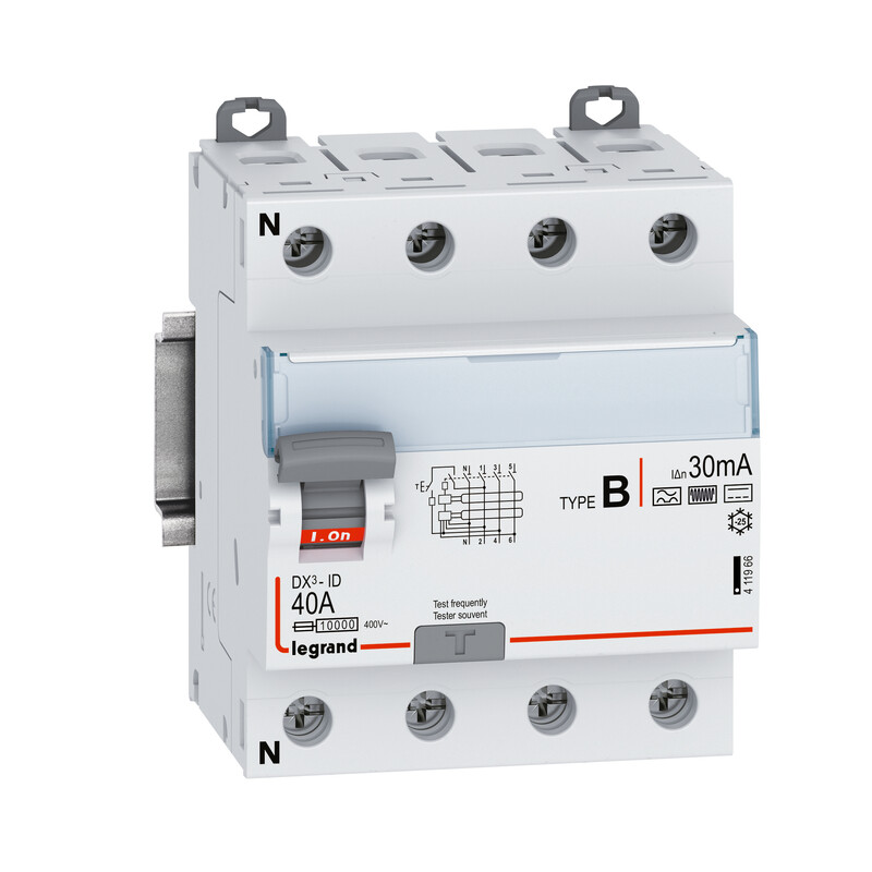 legrand Jordfelsbrytare dx3 rccb, 4 pole, 40a, 30ma, b